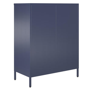 Novogratz Channing 2 Door Accent Cabinet-Mesh Metal Locker - Navy