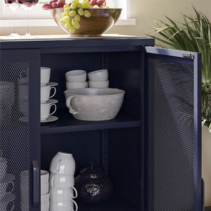Novogratz Channing 2 Door Accent Cabinet-Mesh Metal Locker - Navy