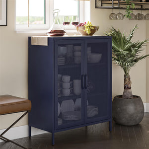 Novogratz Channing 2 Door Accent Cabinet-Mesh Metal Locker - Navy