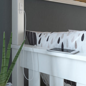 DHP Moon Kids' Wood Bunk Bed with USB - White