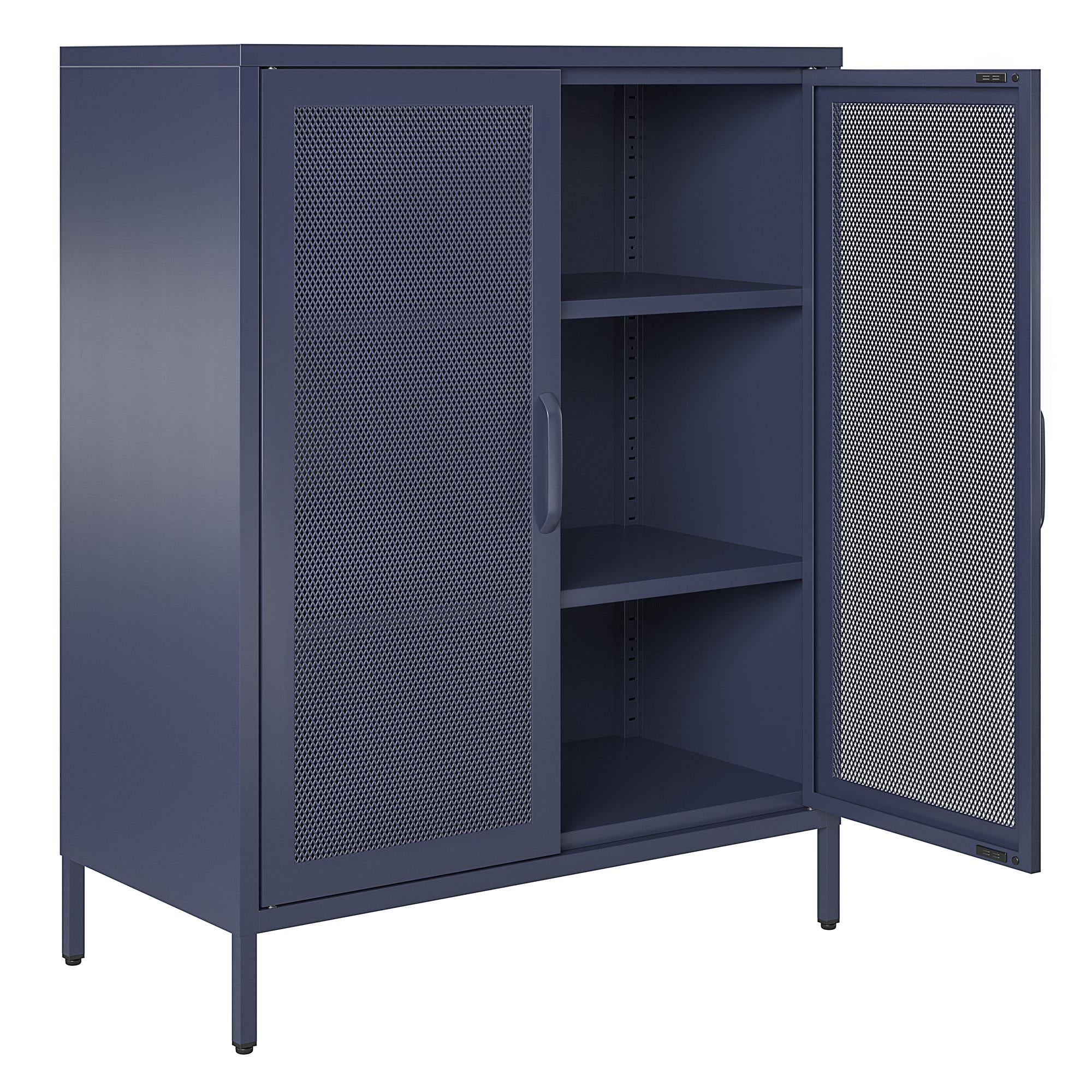 Novogratz Channing 2 Door Accent Cabinet-Mesh Metal Locker - Navy