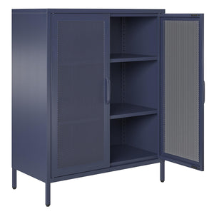 Novogratz Channing 2 Door Accent Cabinet-Mesh Metal Locker - Navy
