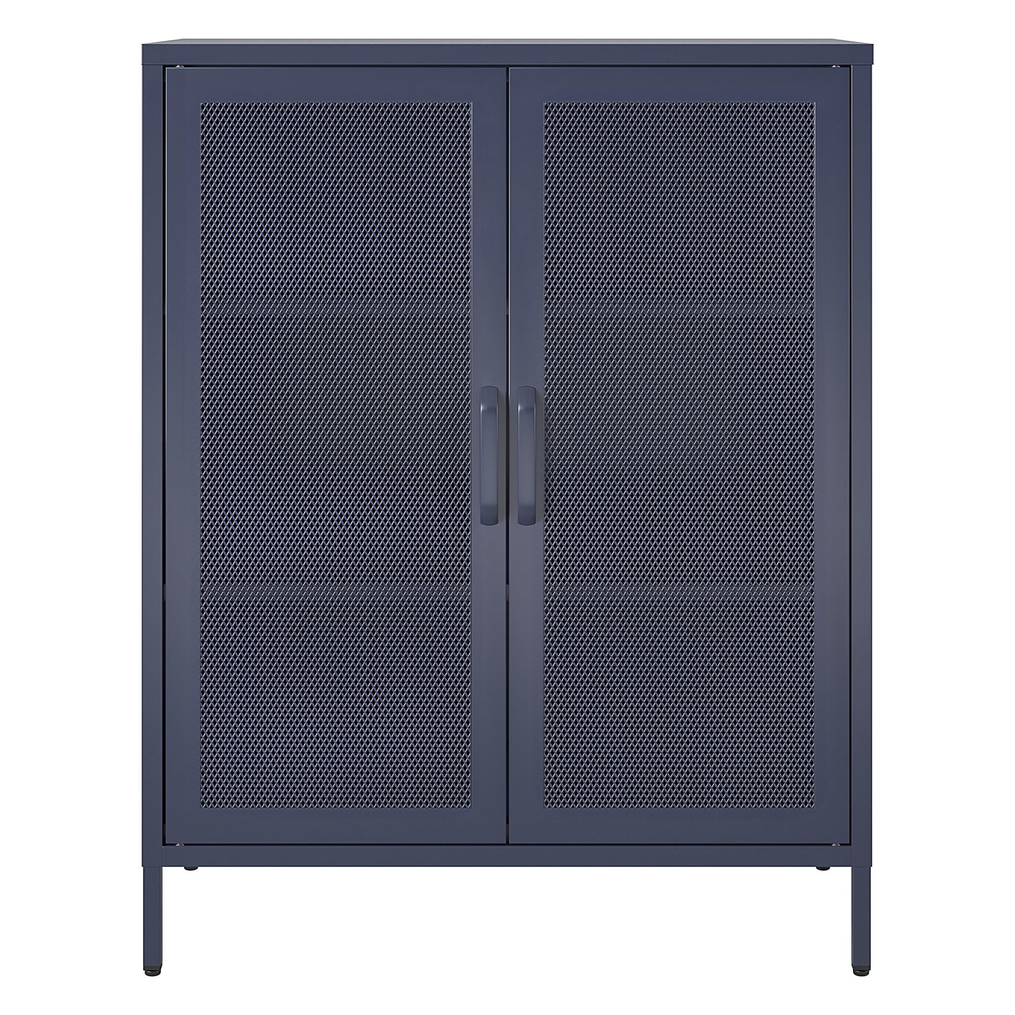 Novogratz Channing 2 Door Accent Cabinet-Mesh Metal Locker - Navy