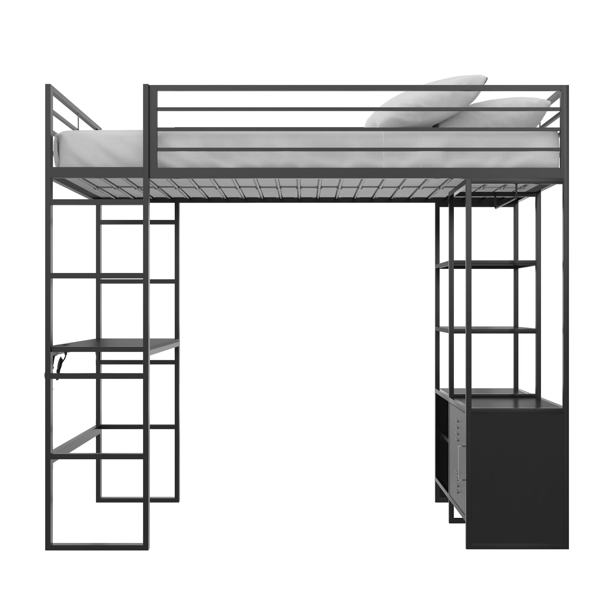 DHP Lanis Loft Bed with Desk and Storage - Black - Twin
