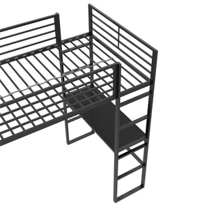 DHP Lanis Loft Bed with Desk and Storage - Black - Twin