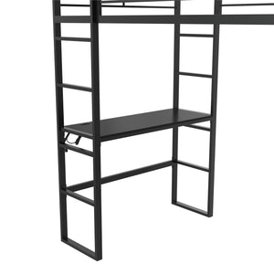 DHP Lanis Loft Bed with Desk and Storage - Black - Twin