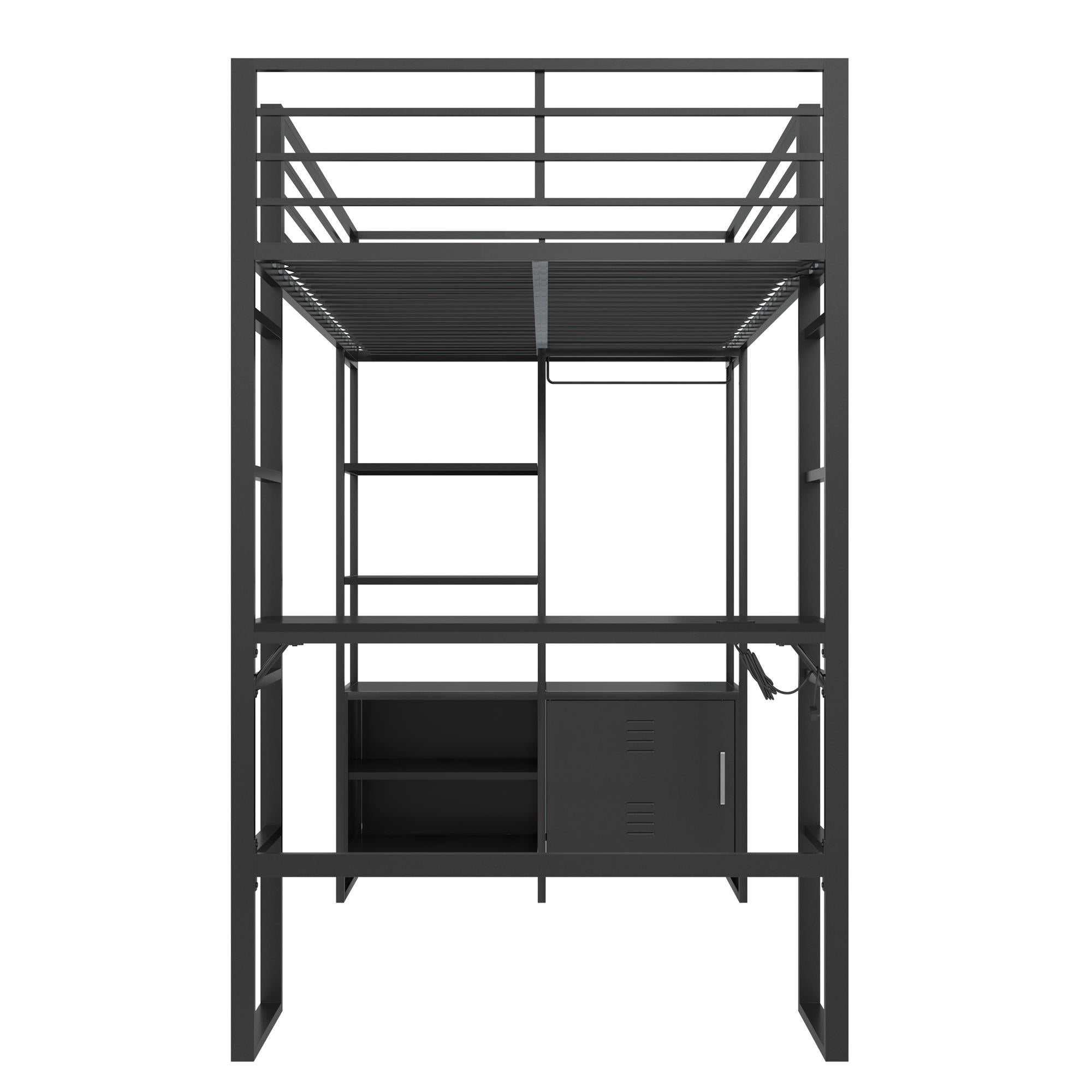 DHP Lanis Loft Bed with Desk and Storage - Black - Twin