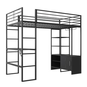 DHP Lanis Loft Bed with Desk and Storage - Black - Twin