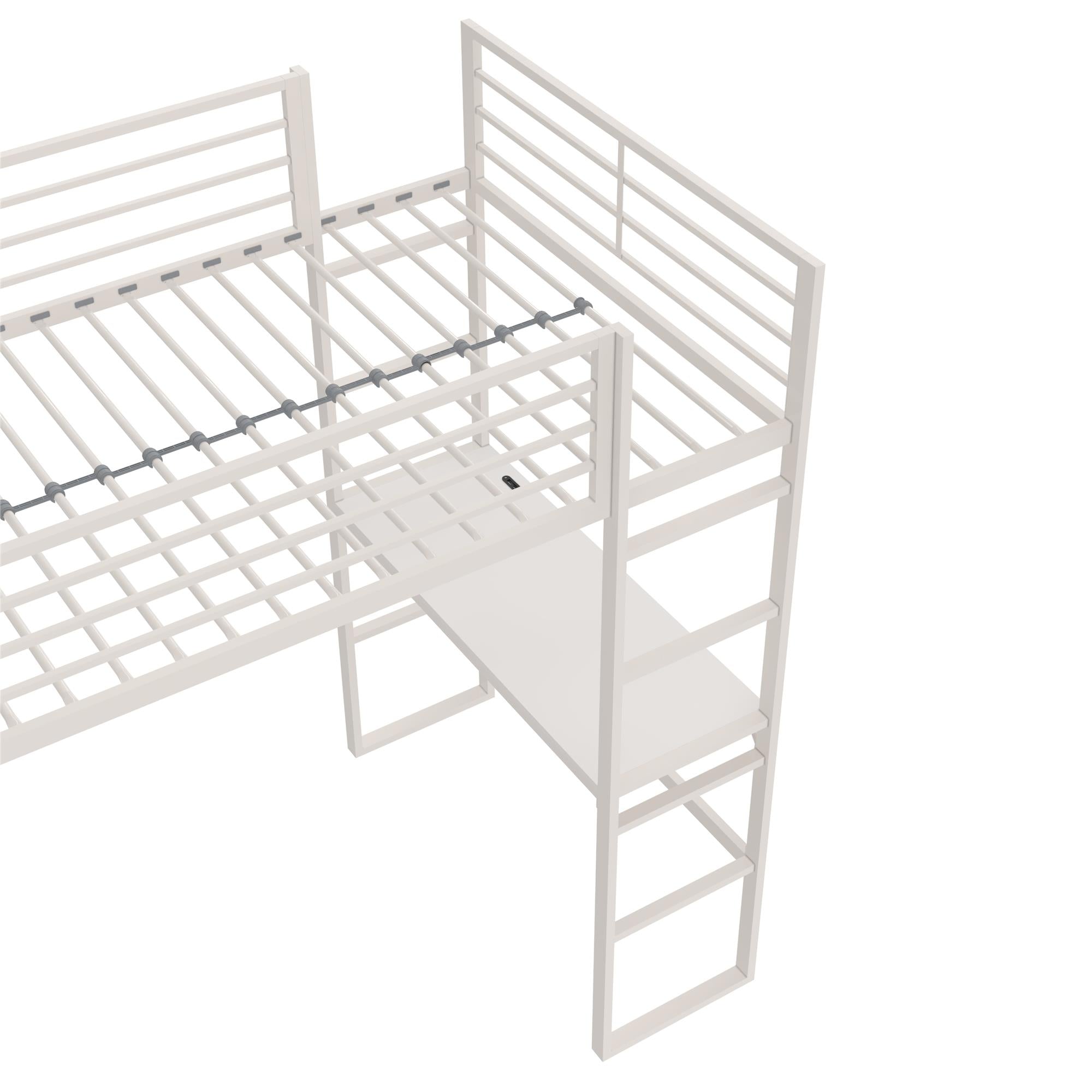 DHP Lanis Loft Bed with Desk and Storage - Off White - Twin