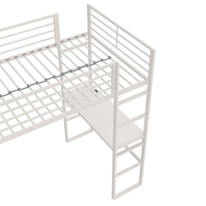 DHP Lanis Loft Bed with Desk and Storage - Off White - Twin