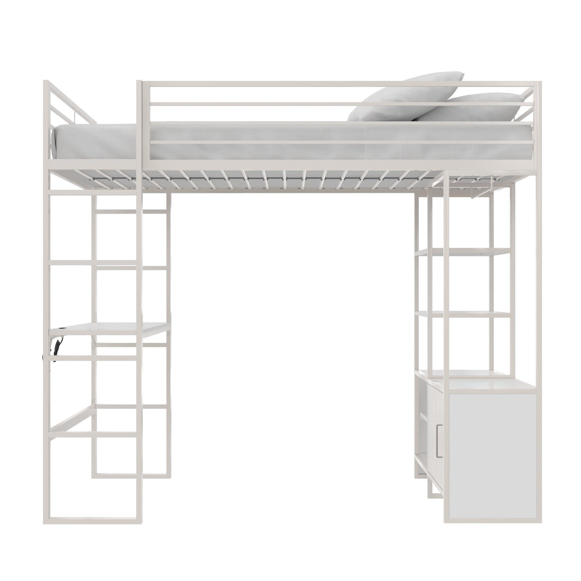 DHP Lanis Loft Bed with Desk and Storage - Off White - Twin