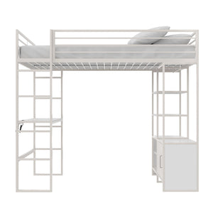 DHP Lanis Loft Bed with Desk and Storage - Off White - Twin