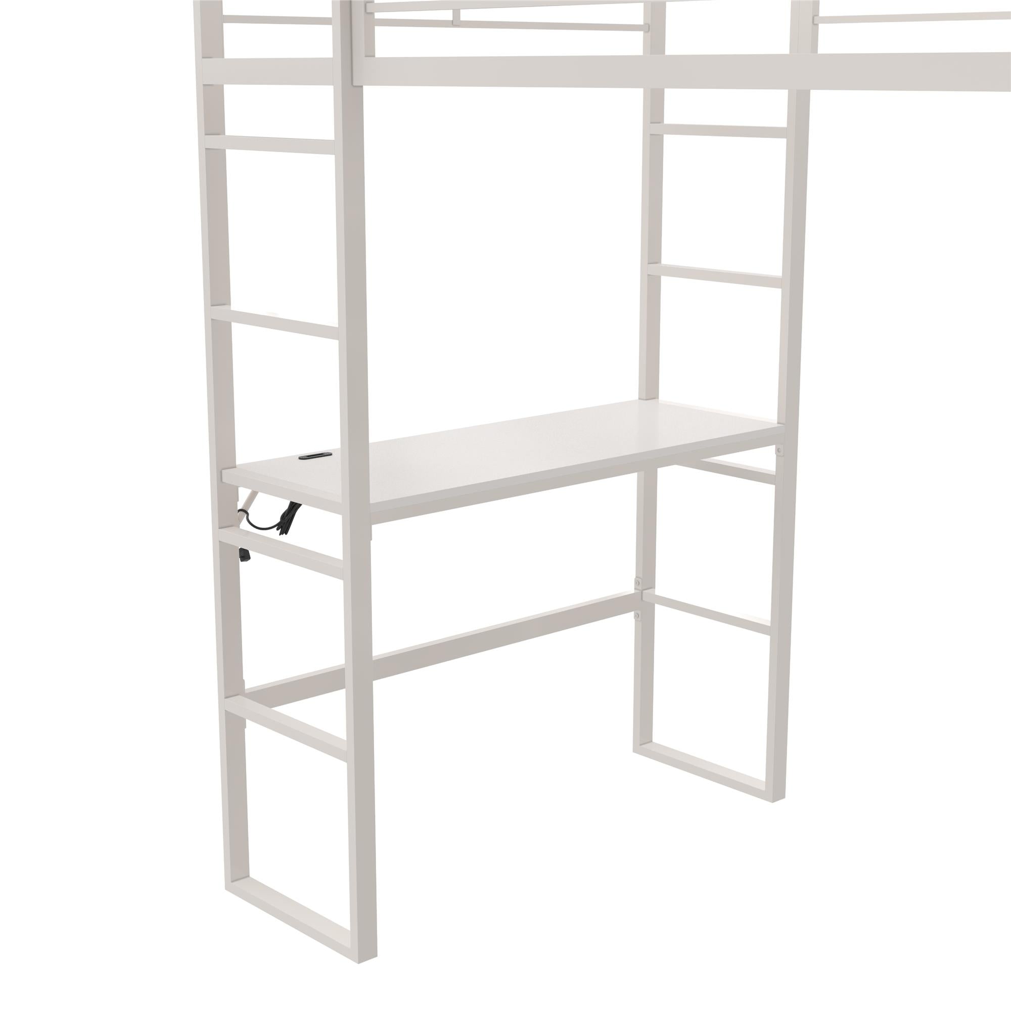 DHP Lanis Loft Bed with Desk and Storage - Off White - Twin
