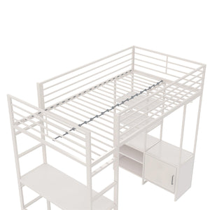 DHP Lanis Loft Bed with Desk and Storage - Off White - Twin
