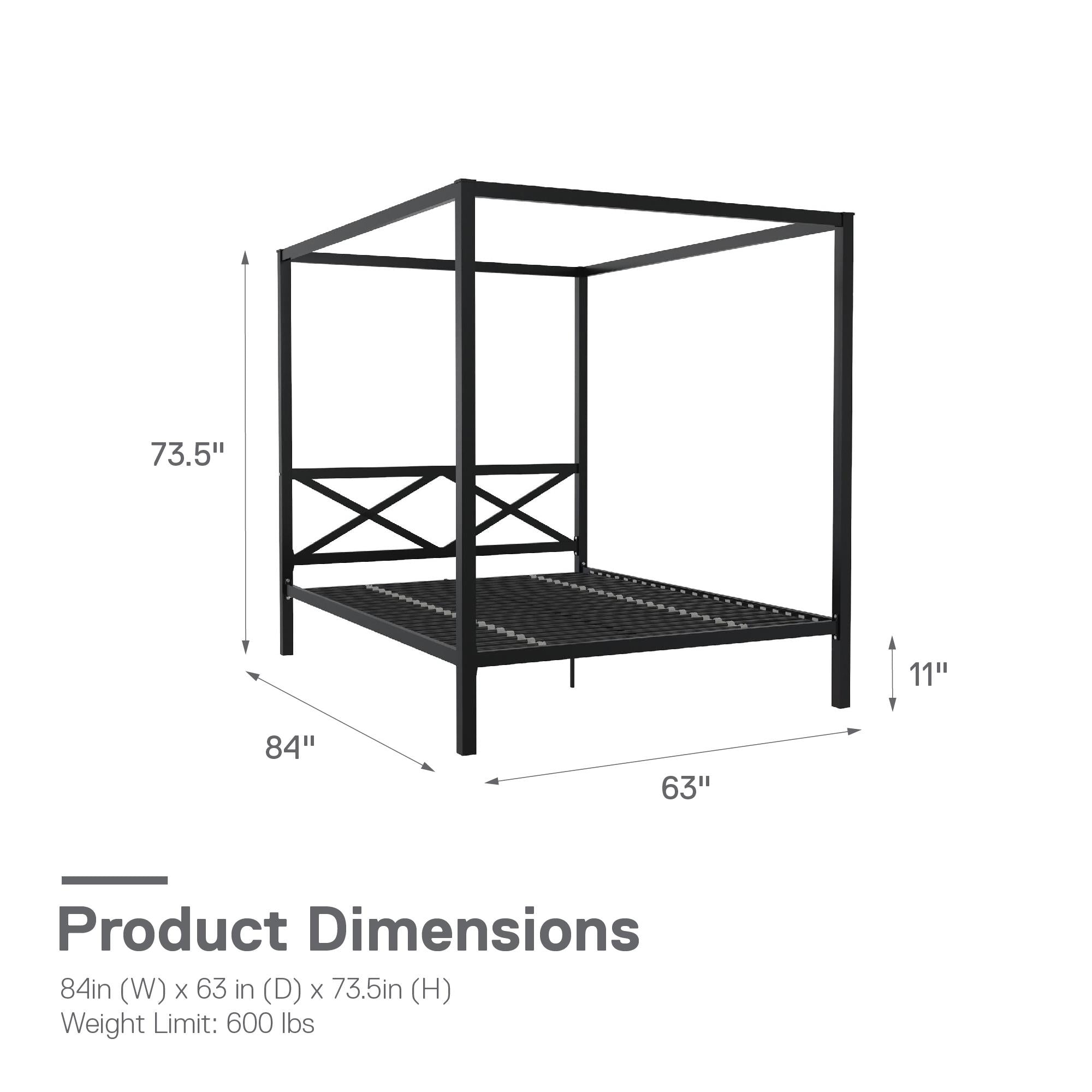 DHP Remna Metal Canopy Bed - Black - Queen