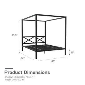 DHP Remna Metal Canopy Bed - Black - Queen