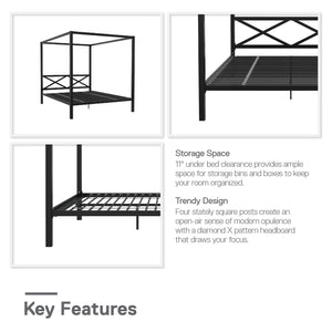 DHP Remna Metal Canopy Bed - Black - Queen