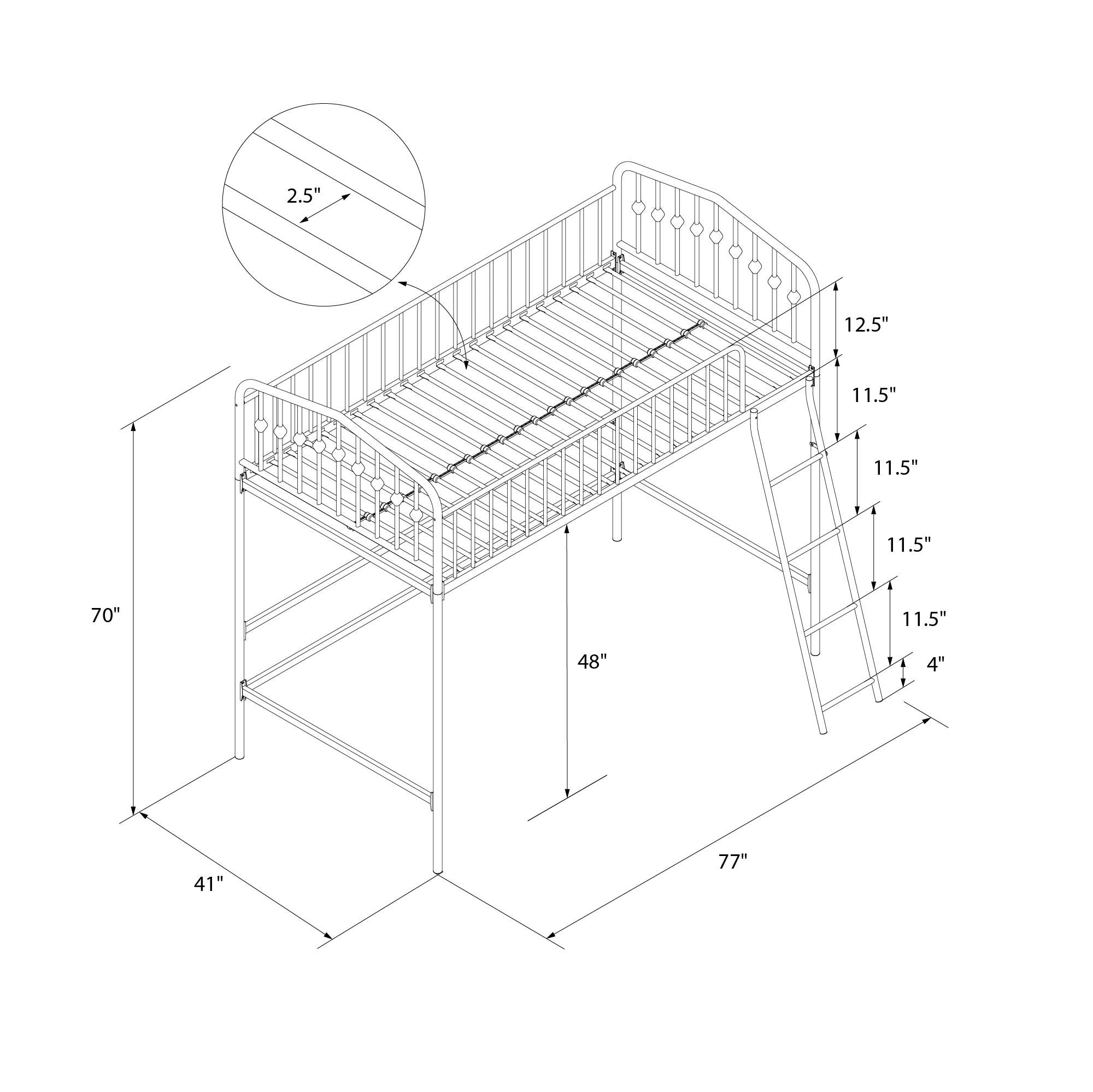 Novogratz Bushwick Metal Loft Bed - Black - Twin