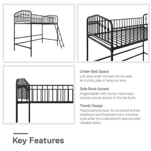 Novogratz Bushwick Metal Loft Bed - Black - Twin