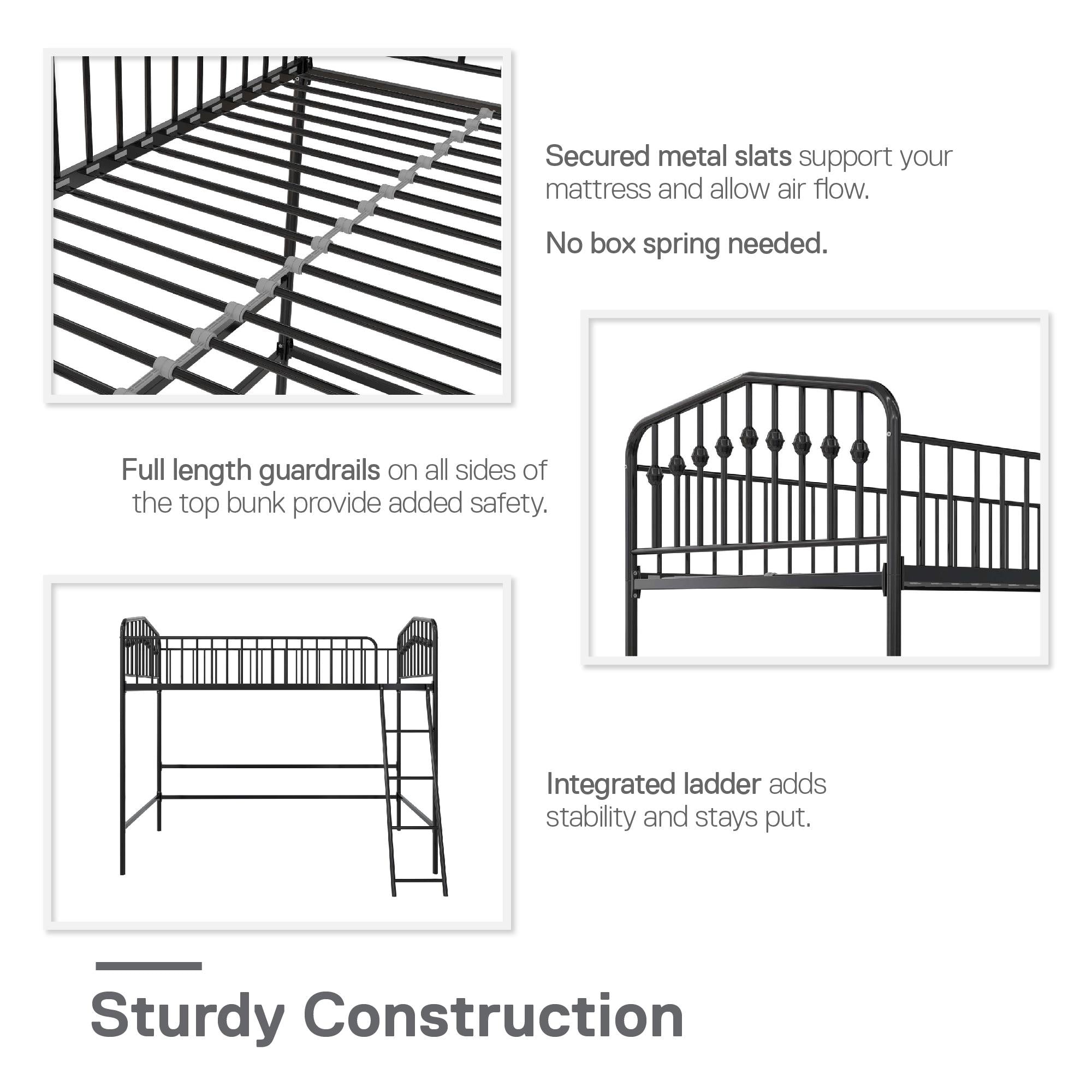 Novogratz Bushwick Metal Loft Bed - Black - Twin