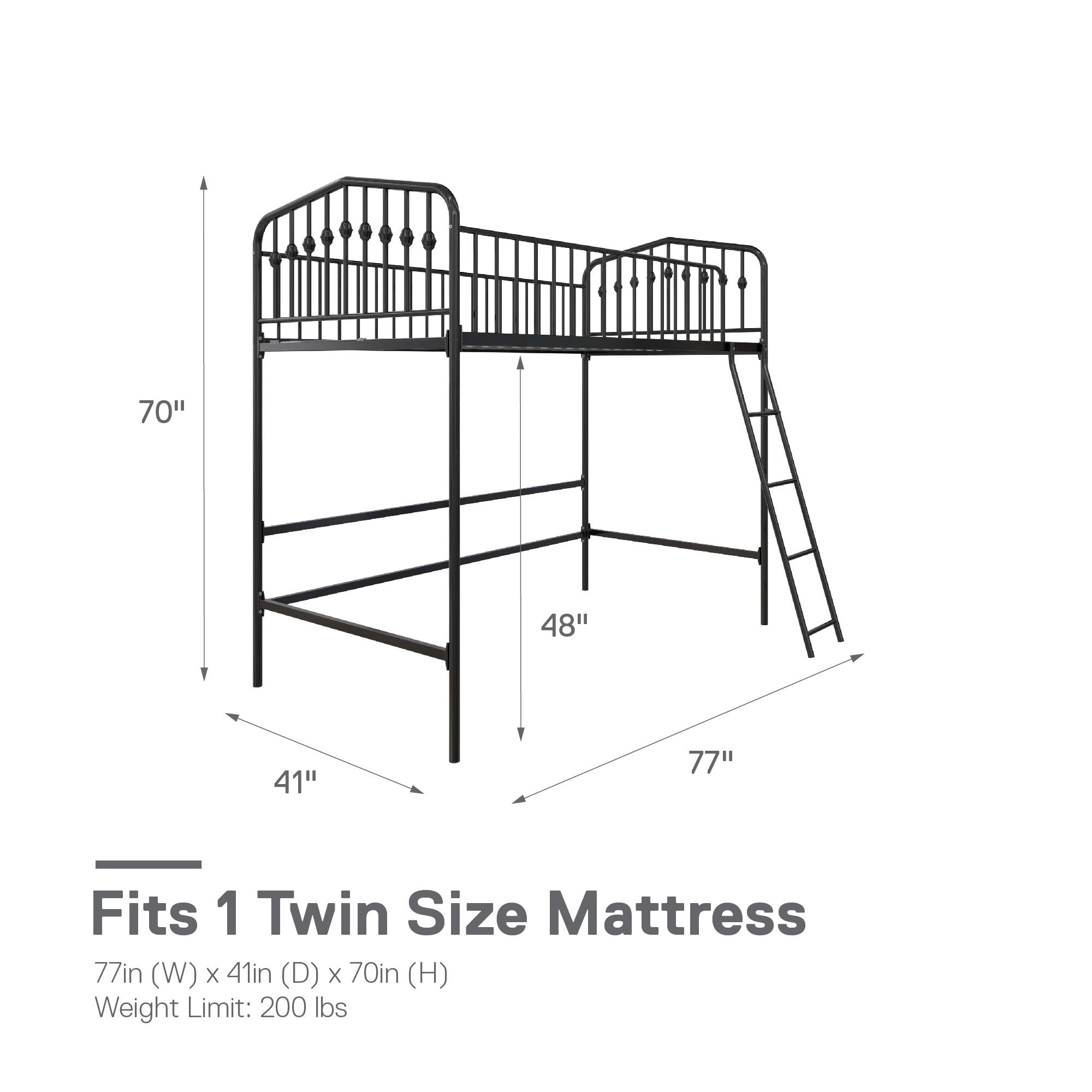 Novogratz Bushwick Metal Loft Bed - Black - Twin