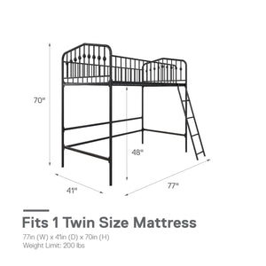 Novogratz Bushwick Metal Loft Bed - Black - Twin