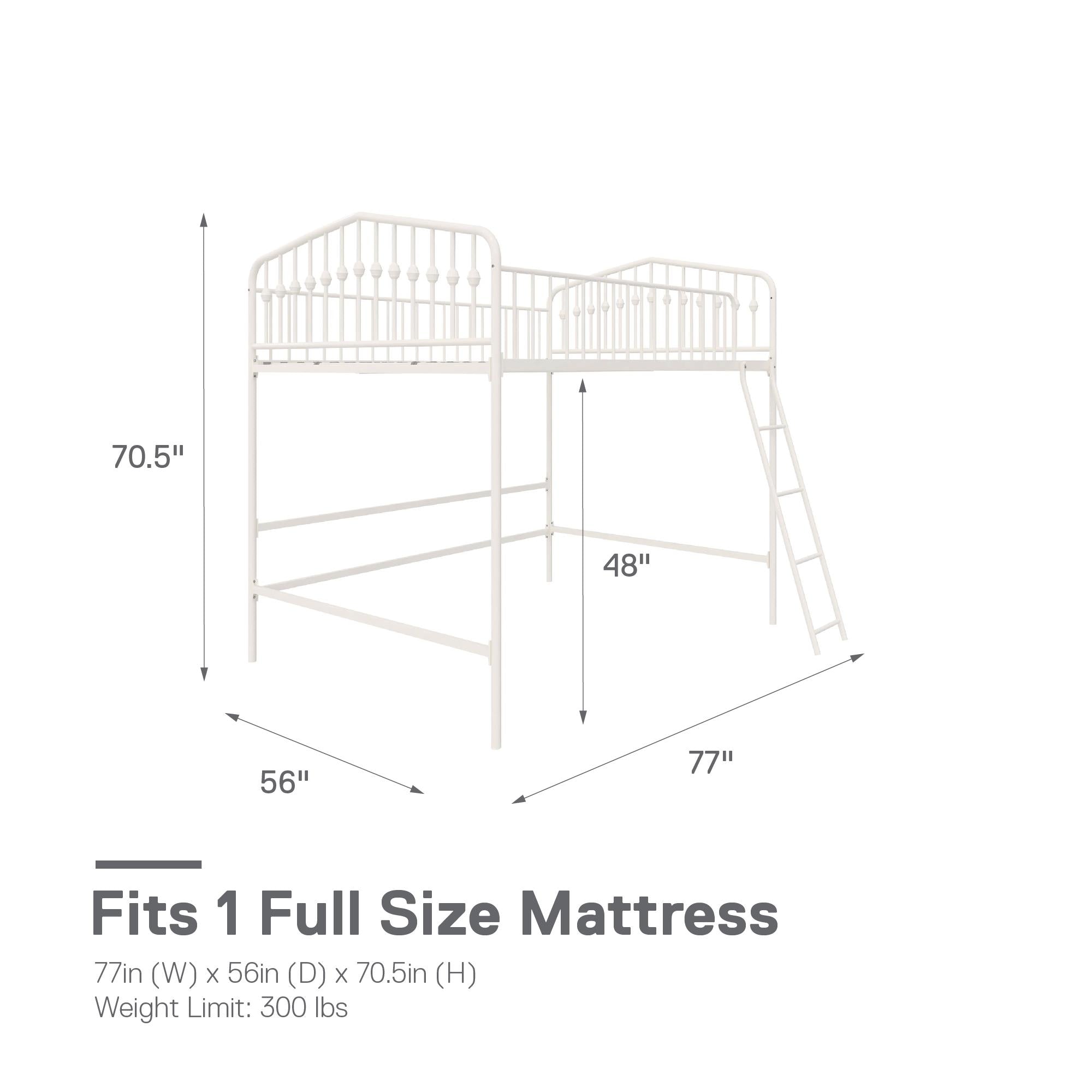 Novogratz Bushwick Metal Loft Bed - Off White - Full