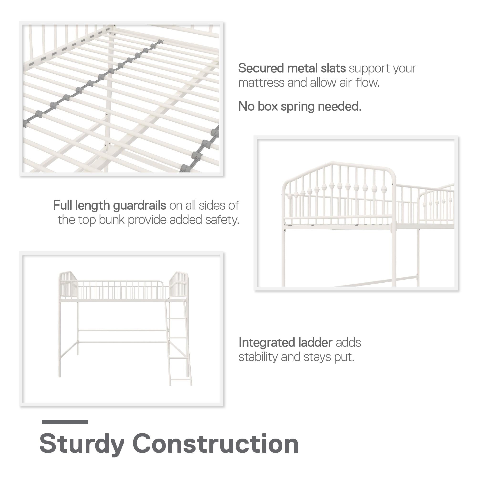 Novogratz Bushwick Metal Loft Bed - Off White - Full