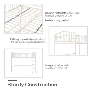 Novogratz Bushwick Metal Loft Bed - Off White - Full