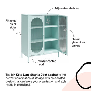 Mr. Kate Luna Short 2-Door Accent Cabinet with Fluted Glass - Parchment