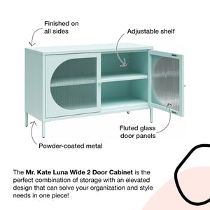 Mr. Kate Luna Wide 2-Door Accent Cabinet with Fluted Glass - Black