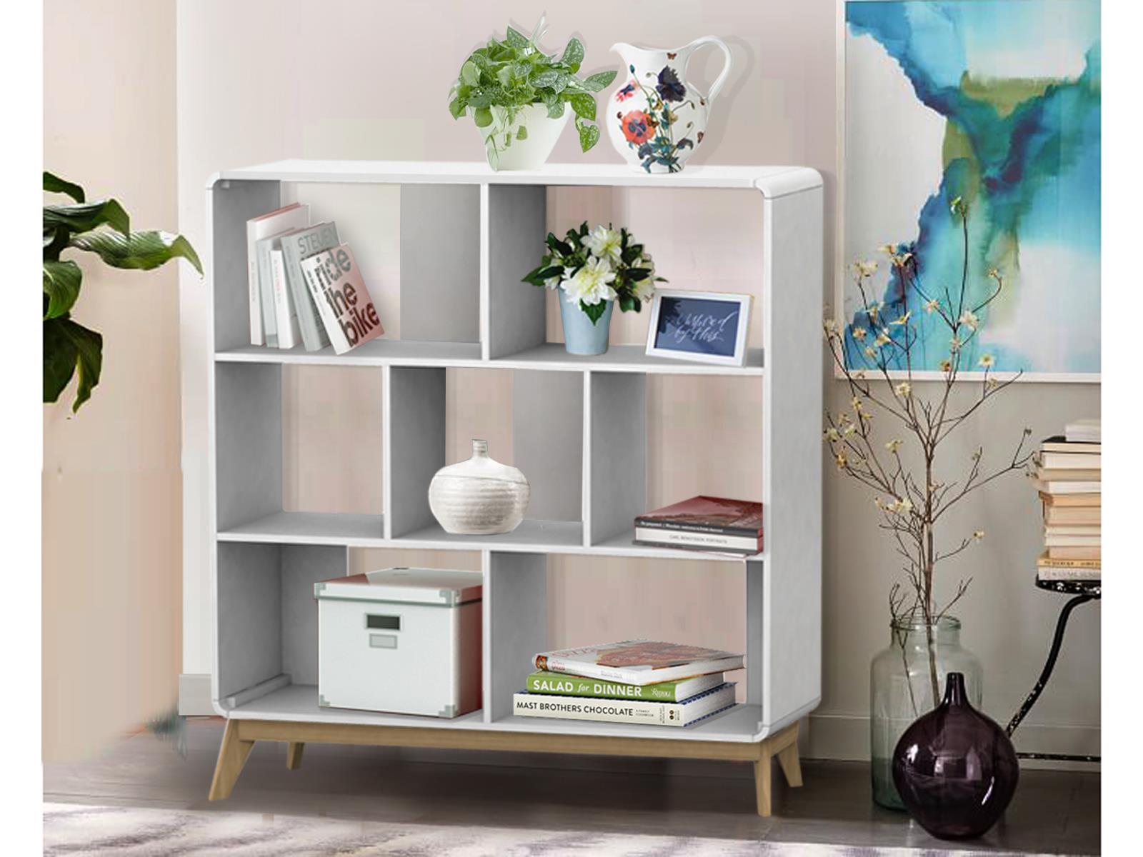 Ren Home Leva Double Bookcase - White