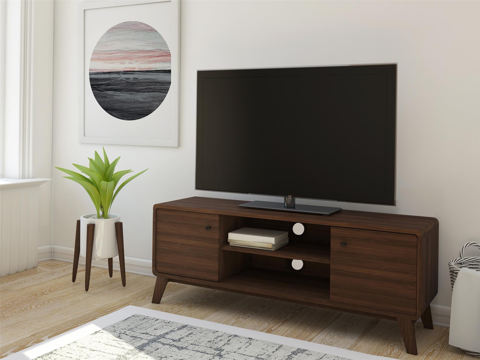 Ren Home Leva Media Console TV Stand - Walnut