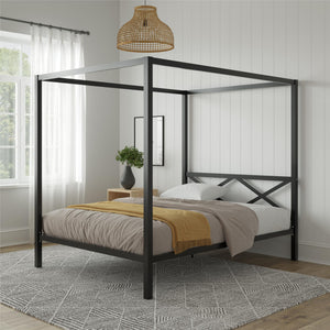 DHP Remna Metal Canopy Bed - Black - Queen
