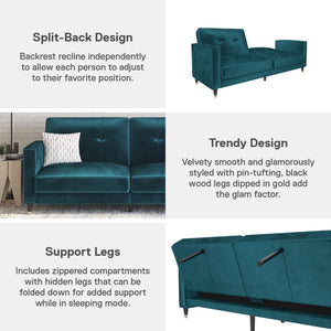 DHP Penelope Tufted Futon Sofa Bed - Green