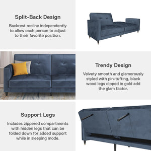 DHP Penelope Tufted Futon Sofa Bed - Blue