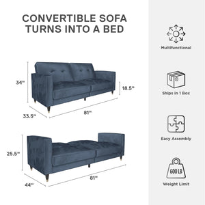 DHP Penelope Tufted Futon Sofa Bed - Blue