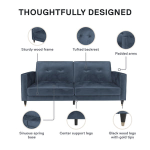 DHP Penelope Tufted Futon Sofa Bed - Blue