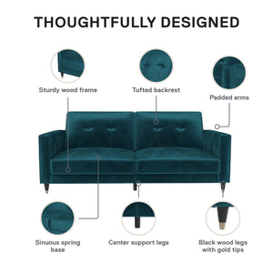 DHP Penelope Tufted Futon Sofa Bed - Green