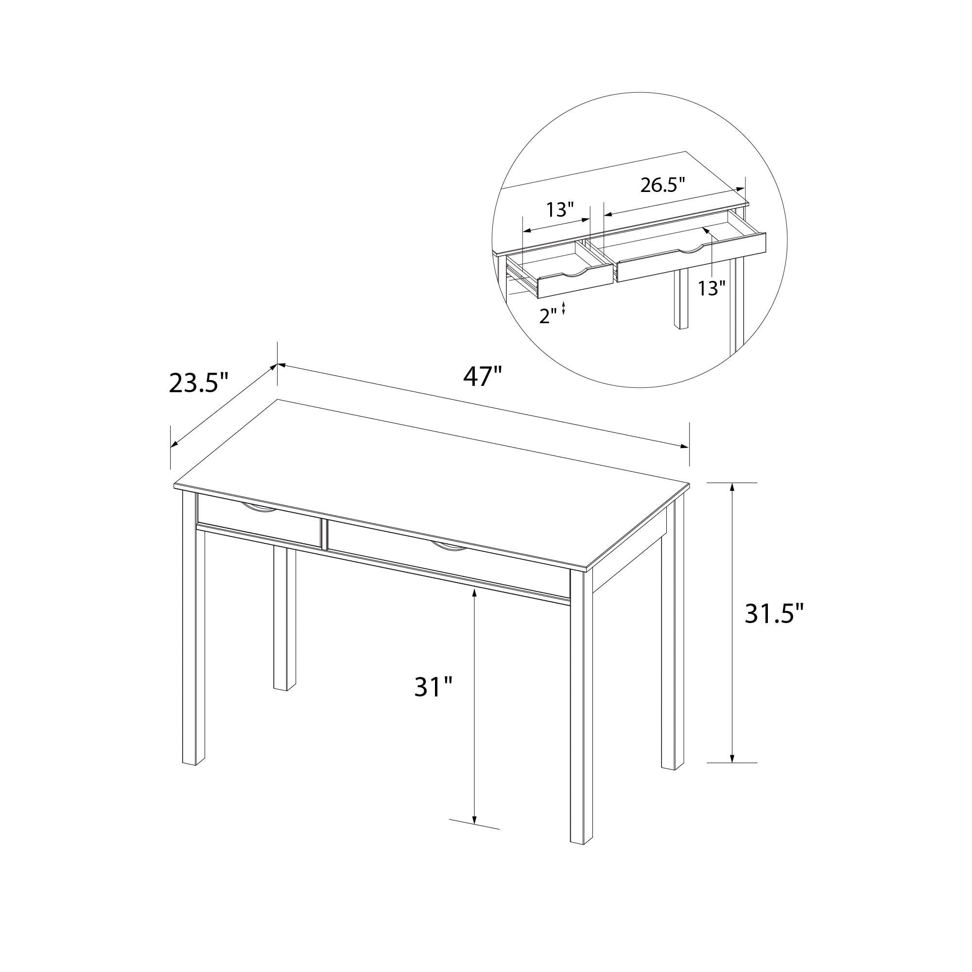 Ren Home Liv Desk with Double Drawers - Oak