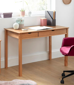 Ren Home Liv Desk with Double Drawers - Oak