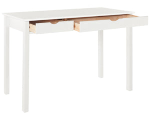 Ren Home Liv Desk with Double Drawers - White