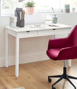 Ren Home Liv Desk with Double Drawers - White