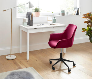 Ren Home Liv Desk with Double Drawers - White