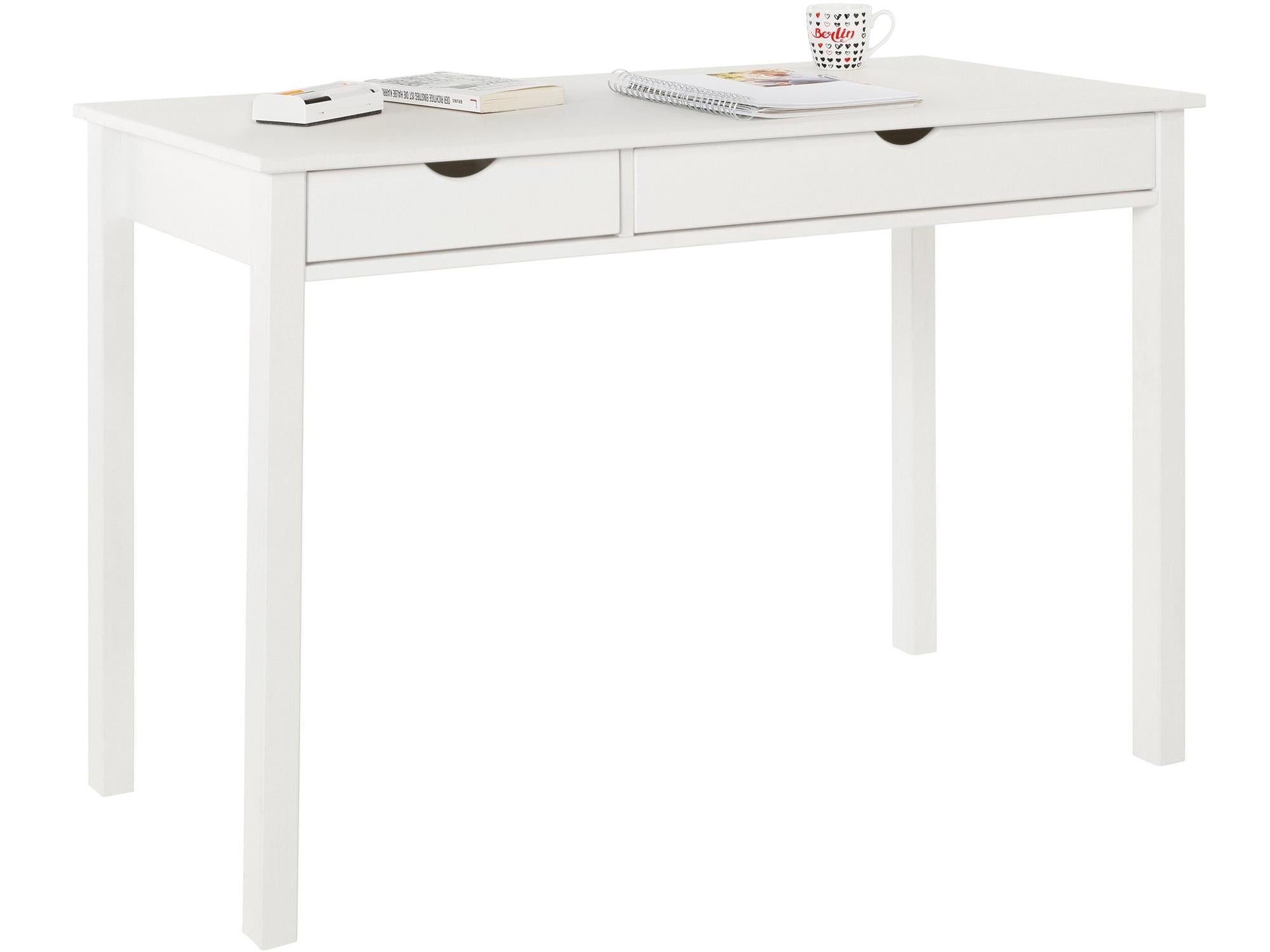 Ren Home Liv Desk with Double Drawers - White