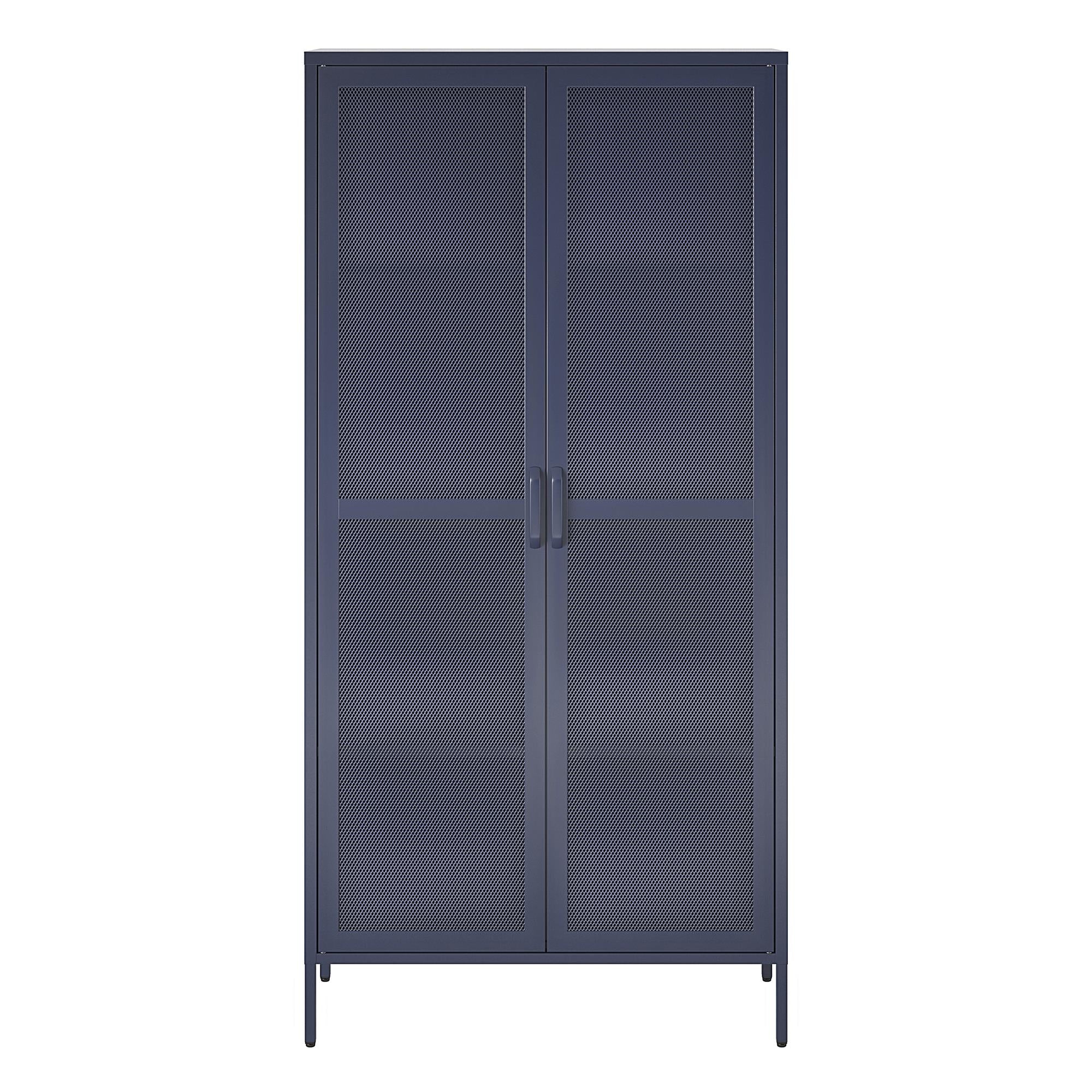 Novogratz Channing Tall 2 Door Storage Cabinet-Mesh Metal Locker - Navy