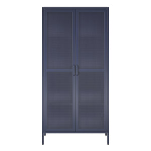 Novogratz Channing Tall 2 Door Storage Cabinet-Mesh Metal Locker - Navy