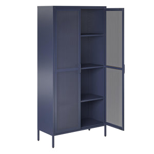 Novogratz Channing Tall 2 Door Storage Cabinet-Mesh Metal Locker - Navy