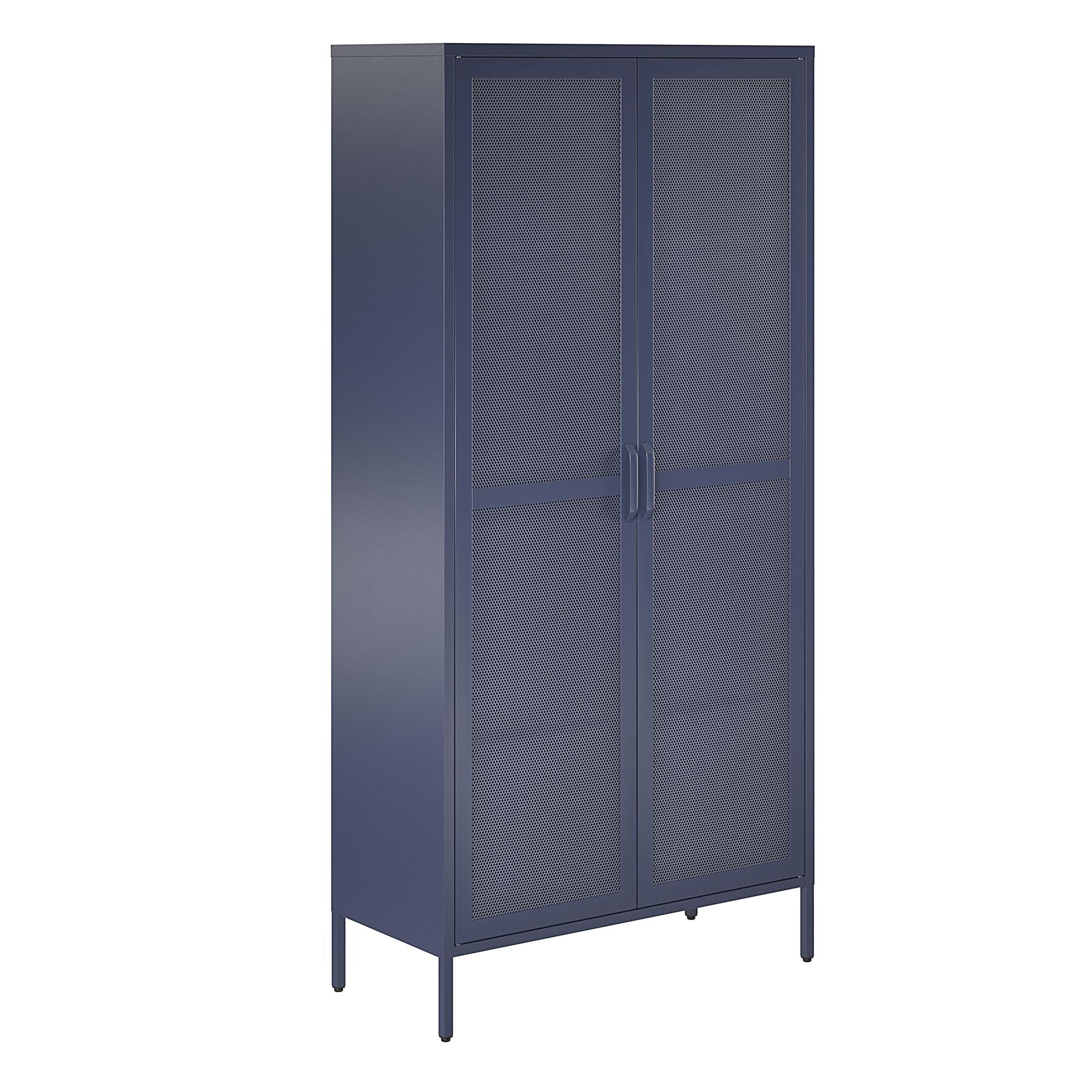 Novogratz Channing Tall 2 Door Storage Cabinet-Mesh Metal Locker - Navy