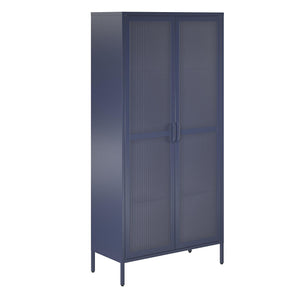 Novogratz Channing Tall 2 Door Storage Cabinet-Mesh Metal Locker - Navy
